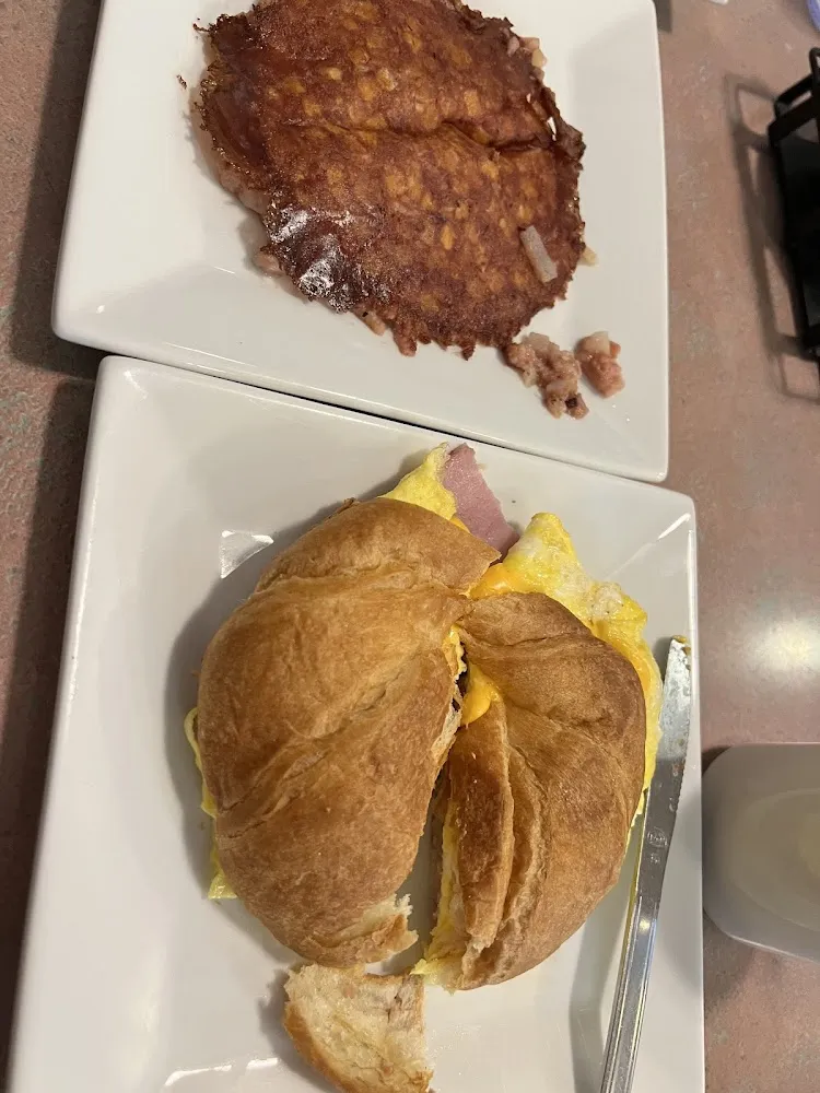 Breakfast Sandwich on a Croissant with Ham & Cheese
